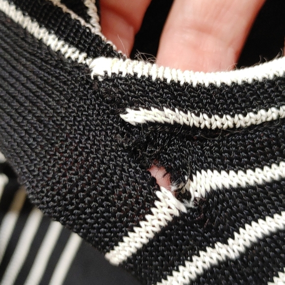 Vintage Poi....by Krizia Knit Italian Open Back Black White Striped Fitted Dress - Picture 8 of 16